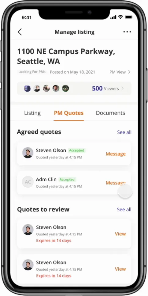 Demo: homeowner reviews service quotes