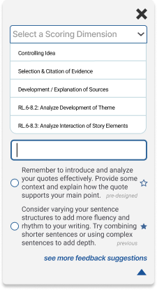 Scoring-dimension selection using a dropdown