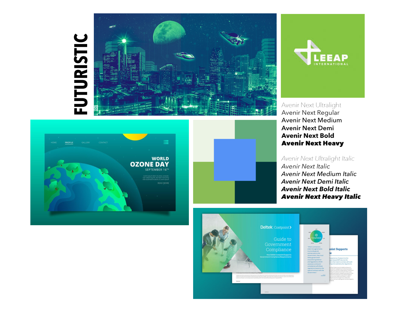 Corporate moodboard exploring a structured brand direction