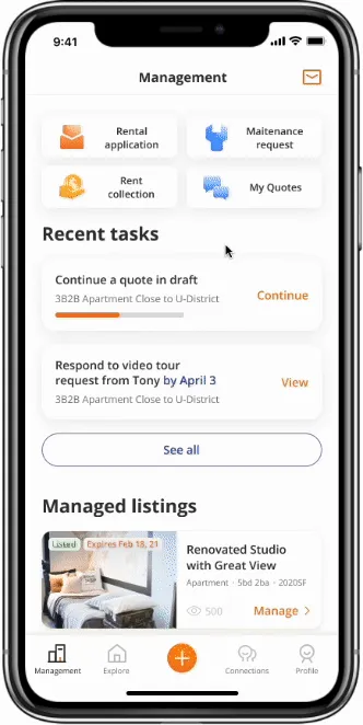 Demo: property manager searches property listings