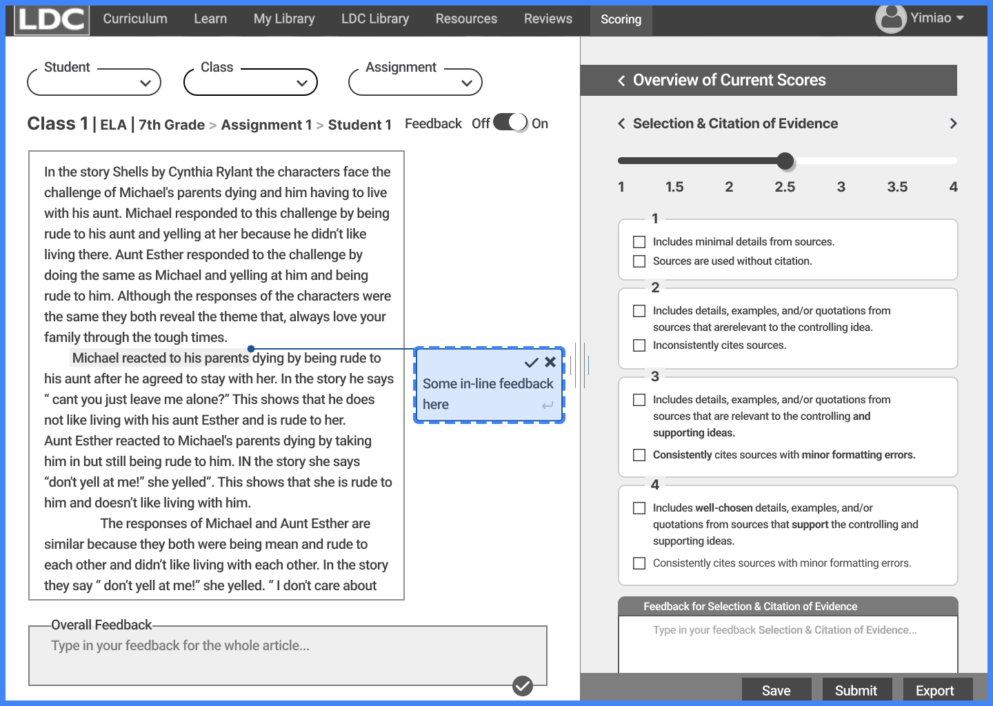 Preferred feedback option: comments in a dedicated side panel