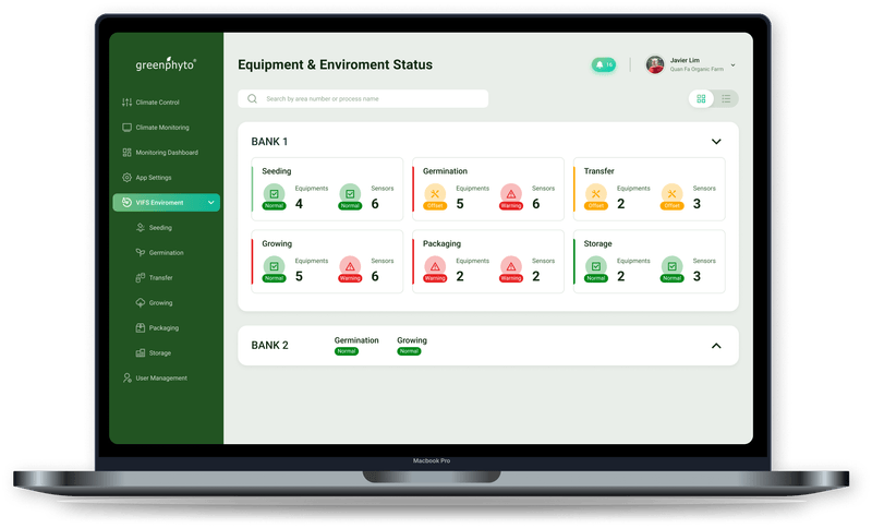 Laptop preview of Greenphyto’s farming-management dashboard