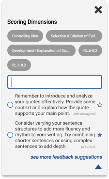 Scoring-dimension selection using tabs