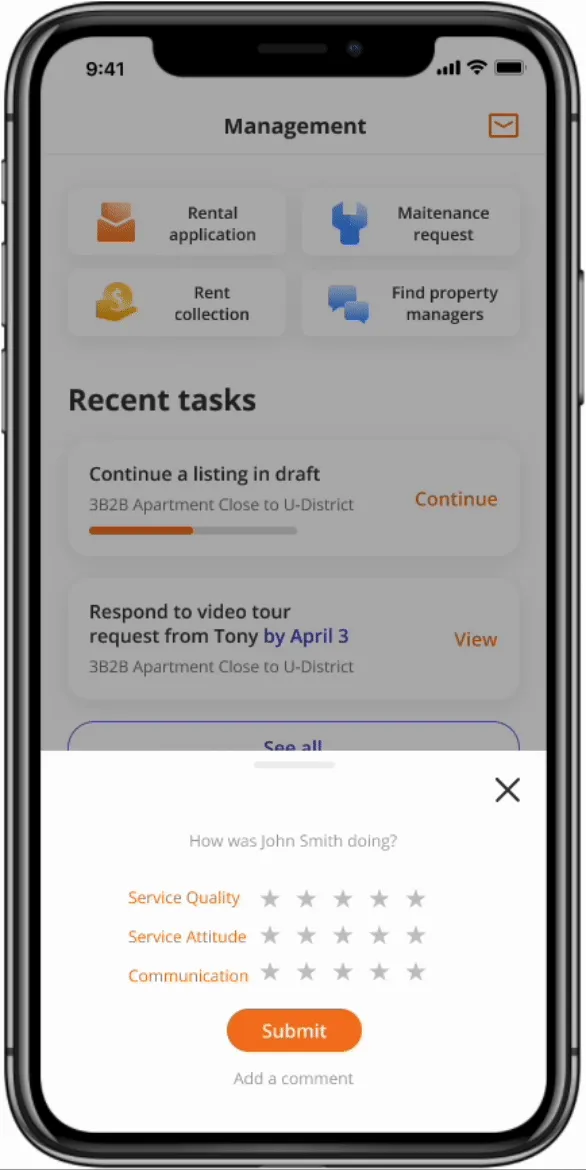 Demo: reviewing and rating a completed service