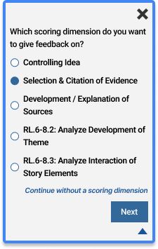 Preferred scoring-dimension selection using a multiple-choice list
